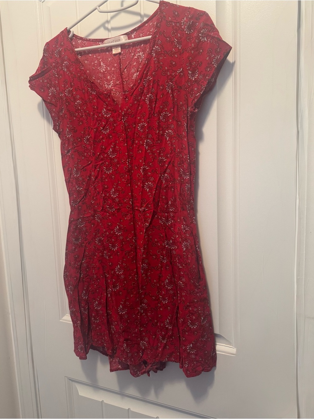 Band of Gypsies Red Paisley Lace-Up Mini Dress Size Small
